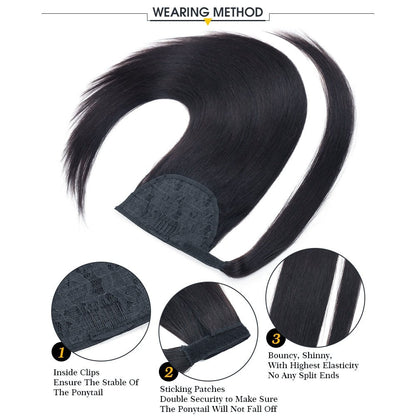 BRBL Kinky Straight Wrap Around Ponytail - Black Rose Bundles Luxe